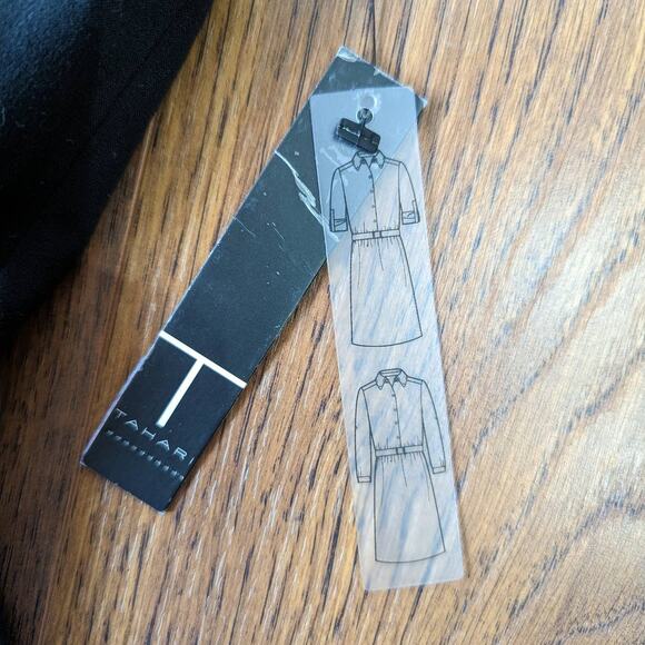 Tahari Gatsby Collared Dress Black 10 - Picture 2 of 10